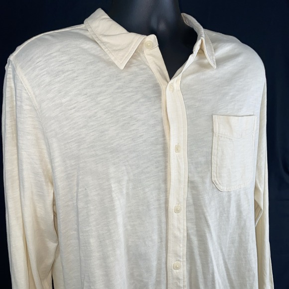 J. Crew Mens Shirt Large Garment Dyed Harbor Baywood Ivory Slub Cotton Collared - Picture 3 of 10